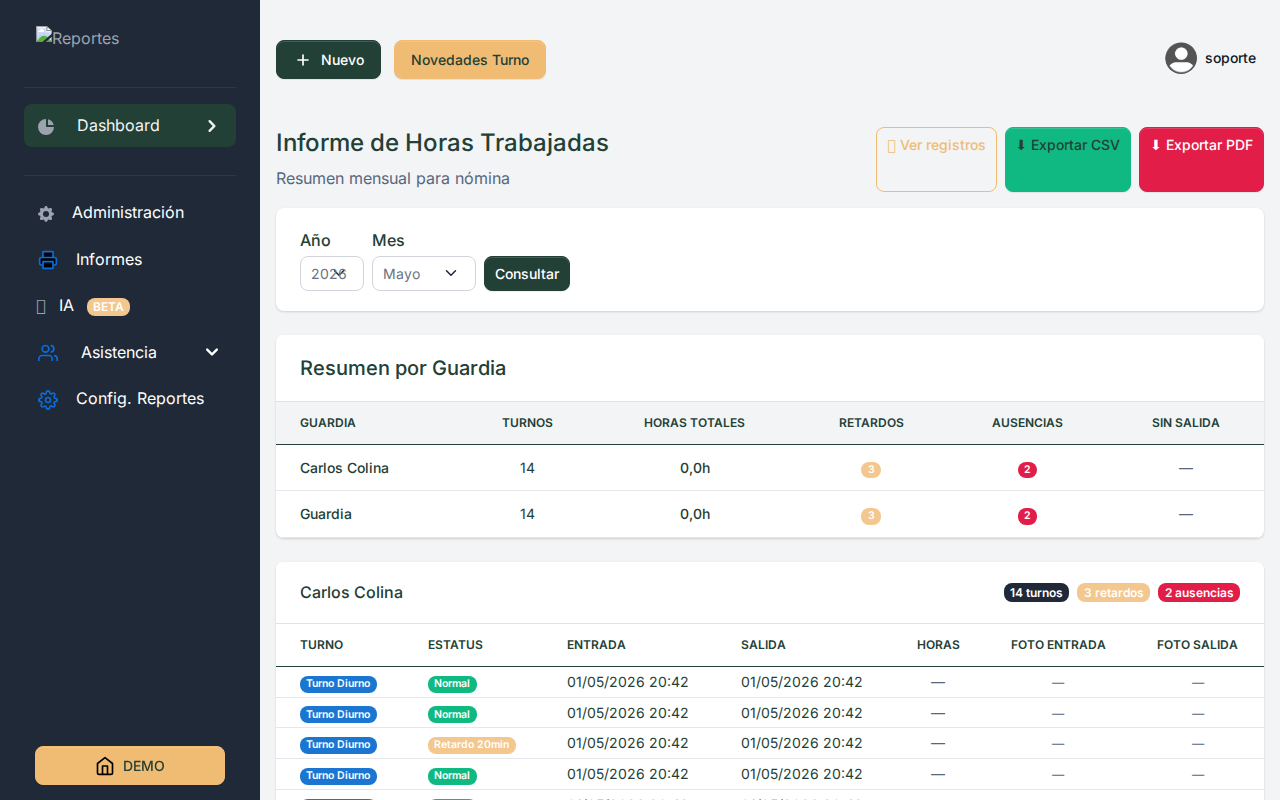 Informe de horas
